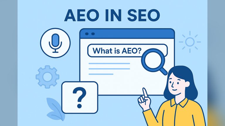 AEO in SEO representing strategies to optimize user experience, engagement, and search engine performance.