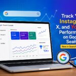 Google Search Console tracking Instagram, X, and YouTube performance with social media SEO analytics dashboard.